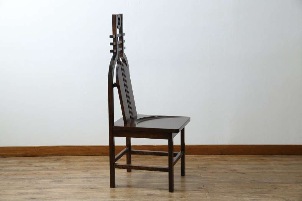 中古　美品　星野民芸(星野民藝)　独特の造形が目を引くアームレスチェア　(R-085822)