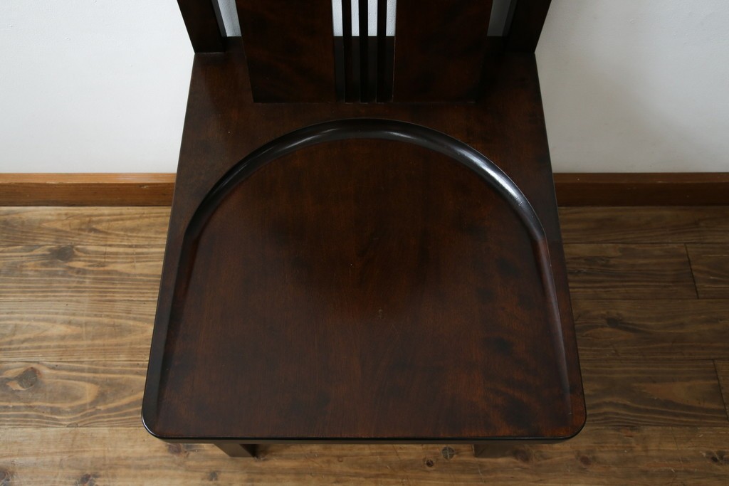 中古　美品　星野民芸(星野民藝)　独特の造形が目を引くアームレスチェア　(R-085822)