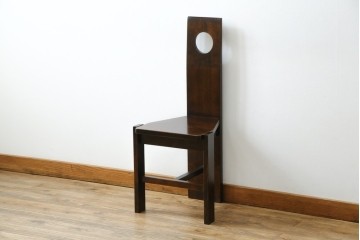 中古　美品　星野民芸(星野民藝)　丸抜き背板が印象的なダイニングチェア　(R-085823)