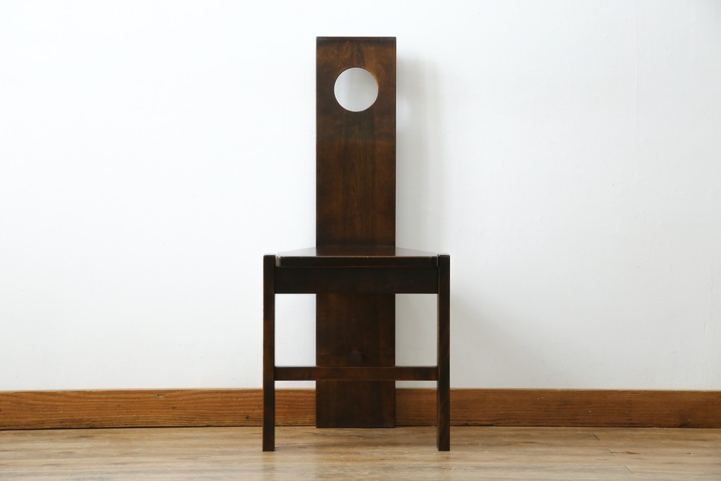 中古　美品　星野民芸(星野民藝)　丸抜き背板が印象的なダイニングチェア　(R-085823)