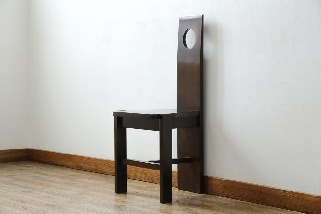 中古　美品　星野民芸(星野民藝)　丸抜き背板が印象的なダイニングチェア　(R-085823)