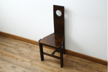 中古　美品　星野民芸(星野民藝)　丸抜き背板が印象的なダイニングチェア　(R-085823)