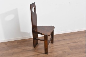 中古　美品　星野民芸(星野民藝)　丸抜き背板が印象的なダイニングチェア　(R-085823)