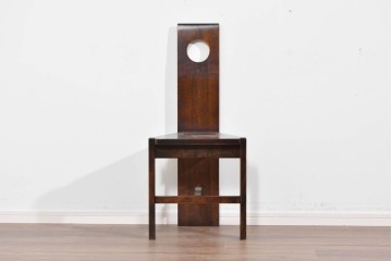 中古　美品　星野民芸(星野民藝)　丸抜き背板が印象的なダイニングチェア　(R-085823)