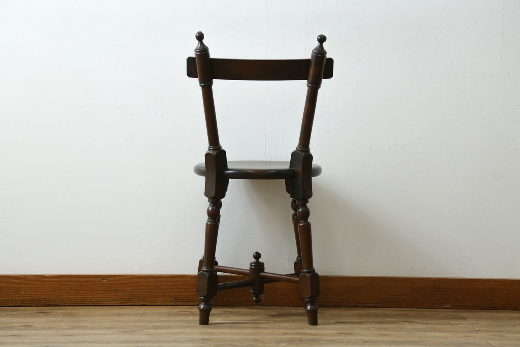 中古　松本民芸家具　丸座面が愛らしい素朴なフォルムの南京小椅子　(R-085824)