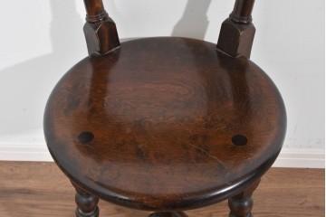 中古　松本民芸家具　丸座面が愛らしい素朴なフォルムの南京小椅子　(R-085824)