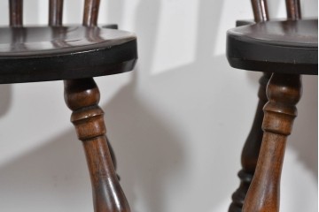 和製ヴィンテージ　松本民芸家具　曲線的な笠木が特徴のSP型スピンドルチェア2脚セット　定価(2脚合計)約19万円　(R-085825)