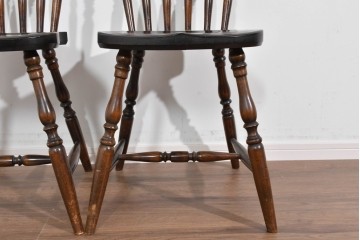 和製ヴィンテージ　松本民芸家具　曲線的な笠木が特徴のSP型スピンドルチェア2脚セット　定価(2脚合計)約19万円　(R-085825)