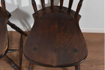 和製ヴィンテージ　松本民芸家具　曲線的な笠木が特徴のSP型スピンドルチェア2脚セット　定価(2脚合計)約19万円　(R-085825)