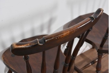 和製ヴィンテージ　松本民芸家具　曲線的な笠木が特徴のSP型スピンドルチェア2脚セット　定価(2脚合計)約19万円　(R-085825)