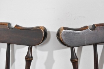 和製ヴィンテージ　松本民芸家具　曲線的な笠木が特徴のSP型スピンドルチェア2脚セット　定価(2脚合計)約19万円　(R-085825)