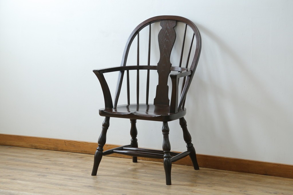 中古　超美品　松本民芸家具　堅牢で上質なつくりのWB型アームチェア　定価約20万円　(R-085826)