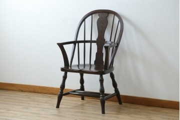 中古　超美品　松本民芸家具　堅牢で上質なつくりのWB型アームチェア　定価約20万円　(R-085826)