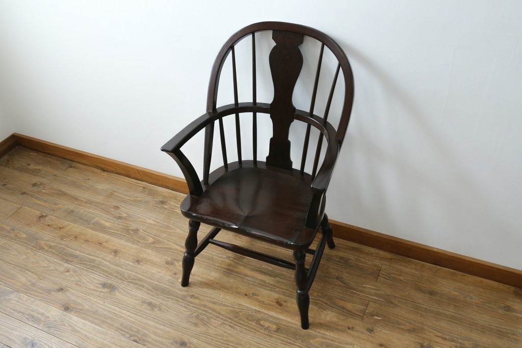 中古　超美品　松本民芸家具　堅牢で上質なつくりのWB型アームチェア　定価約20万円　(R-085826)