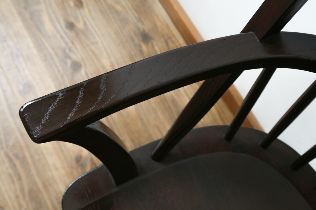 中古　超美品　松本民芸家具　堅牢で上質なつくりのWB型アームチェア　定価約20万円　(R-085826)