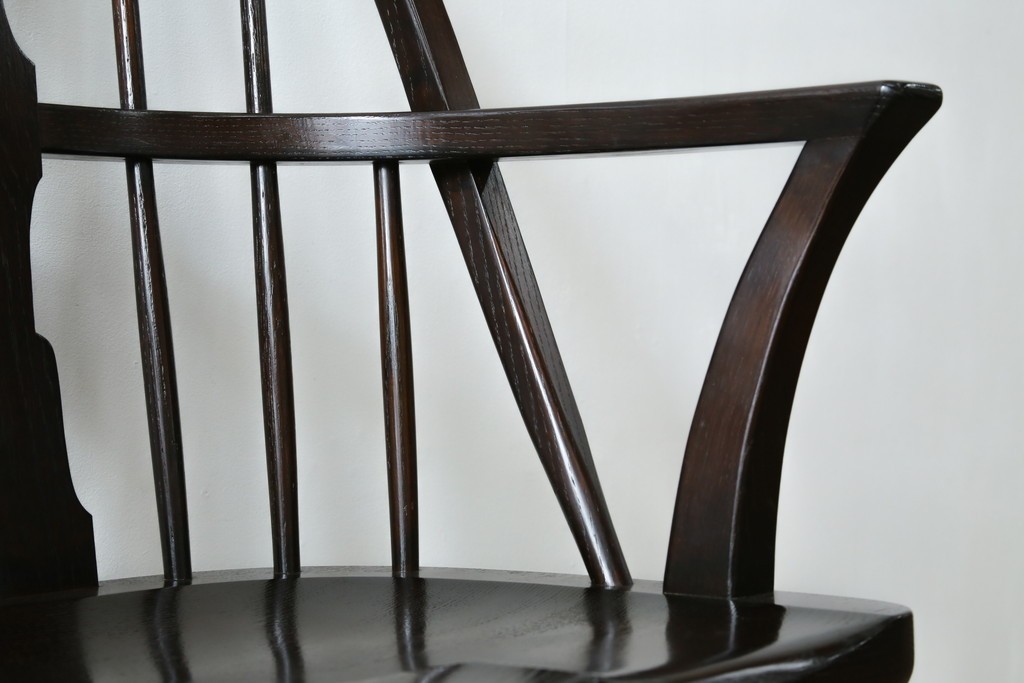 中古　超美品　松本民芸家具　堅牢で上質なつくりのWB型アームチェア　定価約20万円　(R-085826)