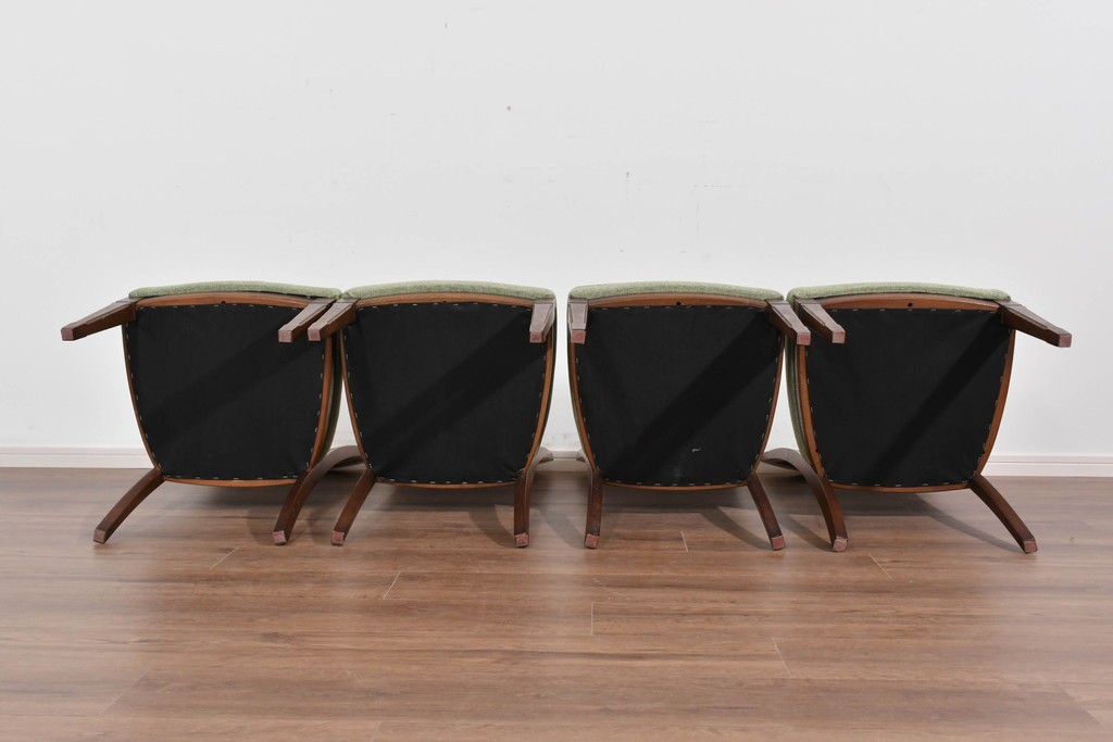 中古　超美品　maruni(マルニ木工)　地中海ロイヤルシリーズ　淡緑色の座面が上品なレティーロチェア4脚セット　定価(4脚合計)約32万円　(R-085827)