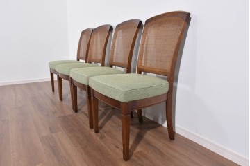 中古　超美品　maruni(マルニ木工)　地中海ロイヤルシリーズ　淡緑色の座面が上品なレティーロチェア4脚セット　定価(4脚合計)約32万円　(R-085827)