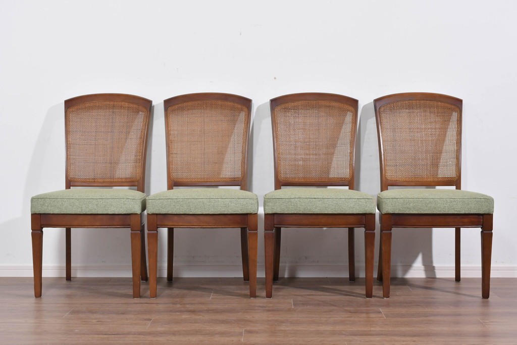 中古　超美品　maruni(マルニ木工)　地中海ロイヤルシリーズ　淡緑色の座面が上品なレティーロチェア4脚セット　定価(4脚合計)約32万円　(R-085827)