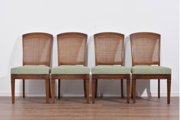 中古　超美品　maruni(マルニ木工)　地中海ロイヤルシリーズ　淡緑色の座面が上品なレティーロチェア4脚セット　定価(4脚合計)約32万円　(R-085827)