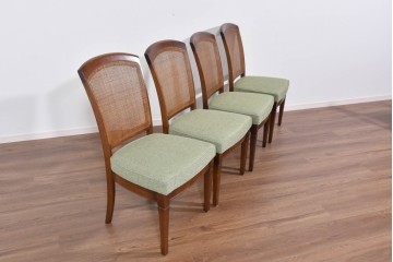 中古　超美品　maruni(マルニ木工)　地中海ロイヤルシリーズ　淡緑色の座面が上品なレティーロチェア4脚セット　定価(4脚合計)約32万円　(R-085827)