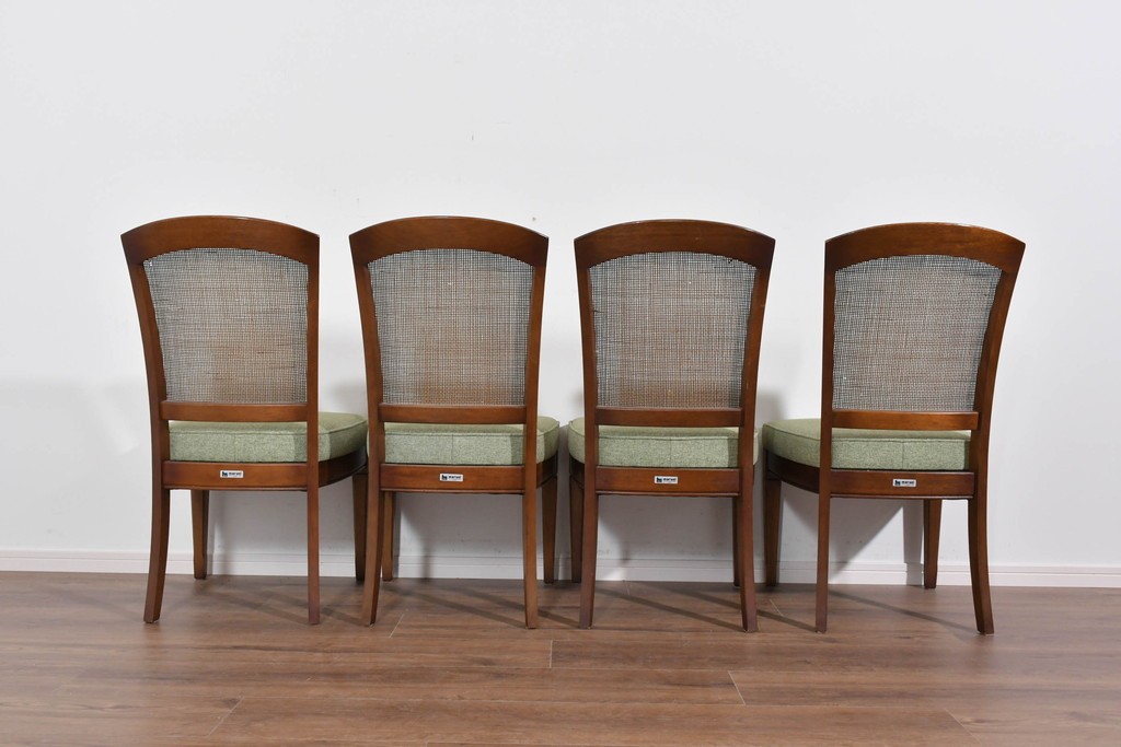 中古　超美品　maruni(マルニ木工)　地中海ロイヤルシリーズ　淡緑色の座面が上品なレティーロチェア4脚セット　定価(4脚合計)約32万円　(R-085827)