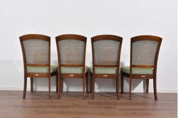 中古　超美品　maruni(マルニ木工)　地中海ロイヤルシリーズ　淡緑色の座面が上品なレティーロチェア4脚セット　定価(4脚合計)約32万円　(R-085827)