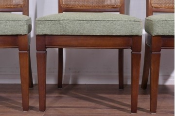 中古　超美品　maruni(マルニ木工)　地中海ロイヤルシリーズ　淡緑色の座面が上品なレティーロチェア4脚セット　定価(4脚合計)約32万円　(R-085827)