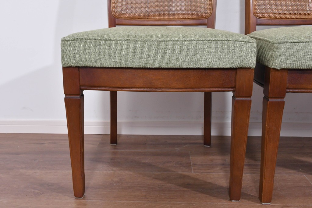 中古　超美品　maruni(マルニ木工)　地中海ロイヤルシリーズ　淡緑色の座面が上品なレティーロチェア4脚セット　定価(4脚合計)約32万円　(R-085827)