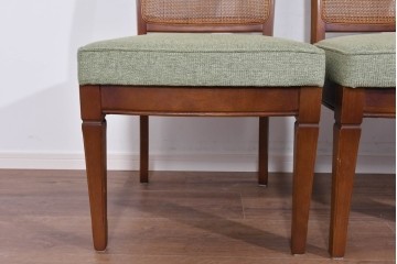 中古　超美品　maruni(マルニ木工)　地中海ロイヤルシリーズ　淡緑色の座面が上品なレティーロチェア4脚セット　定価(4脚合計)約32万円　(R-085827)