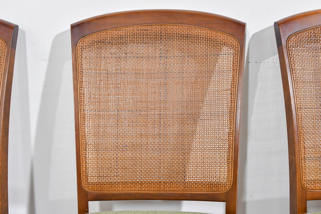 中古　超美品　maruni(マルニ木工)　地中海ロイヤルシリーズ　淡緑色の座面が上品なレティーロチェア4脚セット　定価(4脚合計)約32万円　(R-085827)