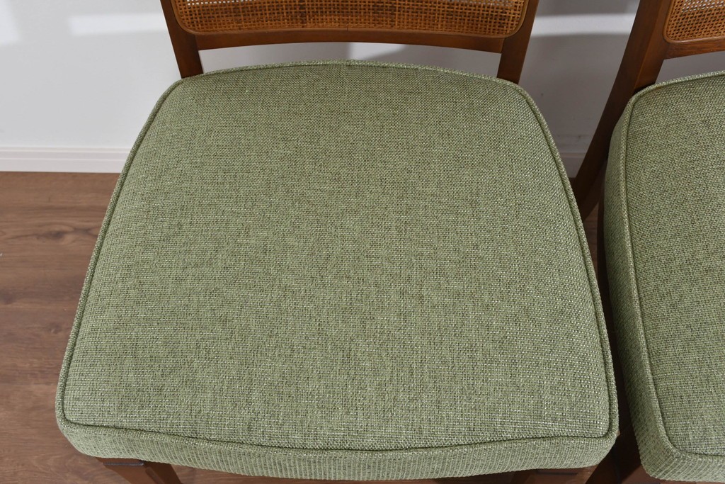 中古　超美品　maruni(マルニ木工)　地中海ロイヤルシリーズ　淡緑色の座面が上品なレティーロチェア4脚セット　定価(4脚合計)約32万円　(R-085827)