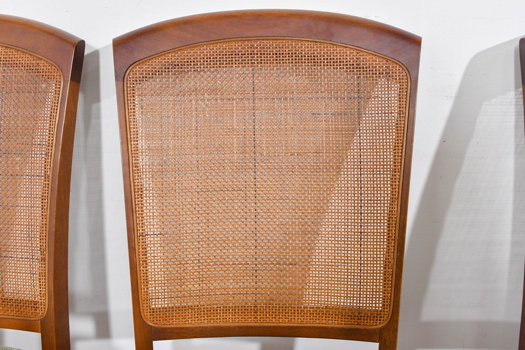 中古　超美品　maruni(マルニ木工)　地中海ロイヤルシリーズ　淡緑色の座面が上品なレティーロチェア4脚セット　定価(4脚合計)約32万円　(R-085827)