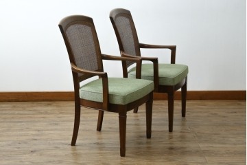 中古　超美品　maruni(マルニ木工)　地中海ロイヤルシリーズ　柔らかな曲線アームが魅力のレティーロチェア2脚セット　定価(2脚合計)約19万円　(R-085828)