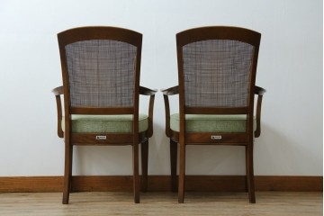 中古　超美品　maruni(マルニ木工)　地中海ロイヤルシリーズ　柔らかな曲線アームが魅力のレティーロチェア2脚セット　定価(2脚合計)約19万円　(R-085828)