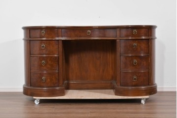 中古　DREXEL HERITAGE(ドレクセルヘリテイジ)　Cameo Classics(キャメオクラシックス)　気品ある曲面フォルムと木目が魅力のキドニーデスク　(R-085830)