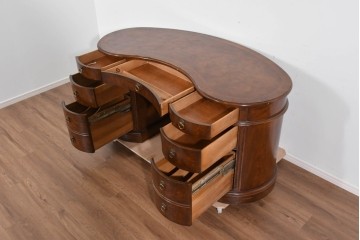 中古　DREXEL HERITAGE(ドレクセルヘリテイジ)　Cameo Classics(キャメオクラシックス)　気品ある曲面フォルムと木目が魅力のキドニーデスク　(R-085830)