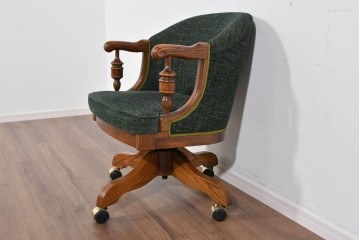 中古　美品!!　希少な廃番品　三越家具(現カントリーハウス)　Brugge(ブルージュ)　木の質感を生かしたクラシックスタイルのキャスター付きアームチェア　(R-085834)