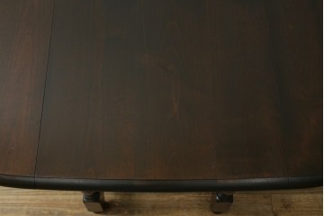和製ヴィンテージ　松本民芸家具　重厚な脚部デザインのM型バタフライ卓(楕円)　定価約28万円　(R-085836)
