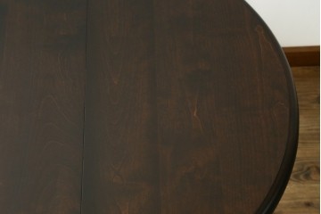 和製ヴィンテージ　松本民芸家具　重厚な脚部デザインのM型バタフライ卓(楕円)　定価約28万円　(R-085836)