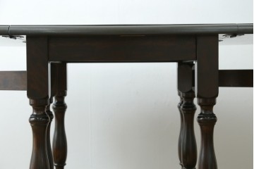 和製ヴィンテージ　松本民芸家具　重厚な脚部デザインのM型バタフライ卓(楕円)　定価約28万円　(R-085836)