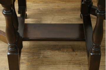 和製ヴィンテージ　松本民芸家具　重厚な脚部デザインのM型バタフライ卓(楕円)　定価約28万円　(R-085836)