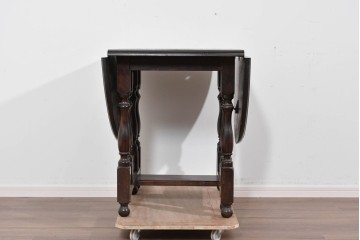 和製ヴィンテージ　松本民芸家具　M型バタフライ卓(楕円)　重厚な脚部デザインのバタフライテーブル　定価約28万円　(R-085836)