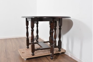 和製ヴィンテージ　松本民芸家具　M型バタフライ卓(楕円)　重厚な脚部デザインのバタフライテーブル　定価約28万円　(R-085836)