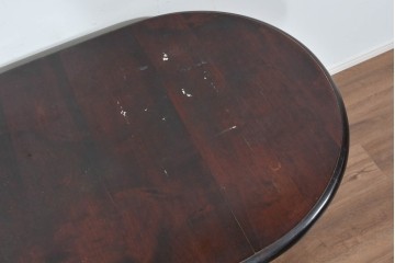 和製ヴィンテージ　松本民芸家具　M型バタフライ卓(楕円)　重厚な脚部デザインのバタフライテーブル　定価約28万円　(R-085836)