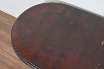 和製ヴィンテージ　松本民芸家具　M型バタフライ卓(楕円)　重厚な脚部デザインのバタフライテーブル　定価約28万円　(R-085836)