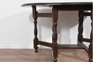 和製ヴィンテージ　松本民芸家具　M型バタフライ卓(楕円)　重厚な脚部デザインのバタフライテーブル　定価約28万円　(R-085836)