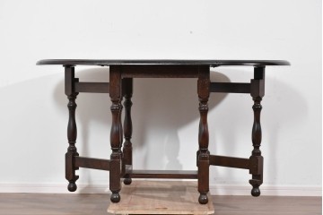 和製ヴィンテージ　松本民芸家具　M型バタフライ卓(楕円)　重厚な脚部デザインのバタフライテーブル　定価約28万円　(R-085836)