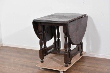 和製ヴィンテージ　松本民芸家具　M型バタフライ卓(楕円)　重厚な脚部デザインのバタフライテーブル　定価約28万円　(R-085836)