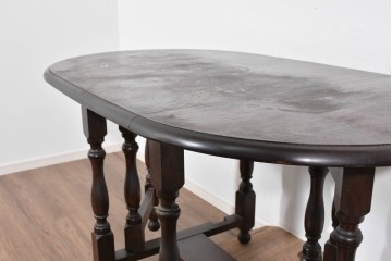 和製ヴィンテージ　松本民芸家具　M型バタフライ卓(楕円)　重厚な脚部デザインのバタフライテーブル　定価約28万円　(R-085836)